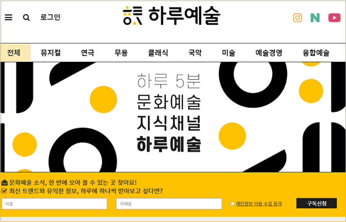 [보도자료_사진] 문화예술종합플랫폼 하루예술 메인페이지.png