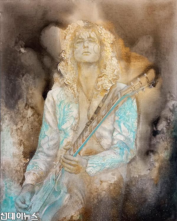 In this moment - Jimmy Page  72.7 x 91 x 4 cm Acrylic on canvas 2023, 안정윤.jpg